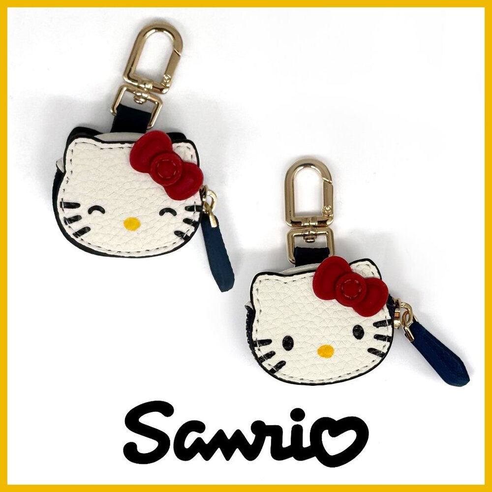 BUY NOW—NEW Hello Kitty Air Tag Holder Bag Charm/ Keychain Pebbled Vegan Leather